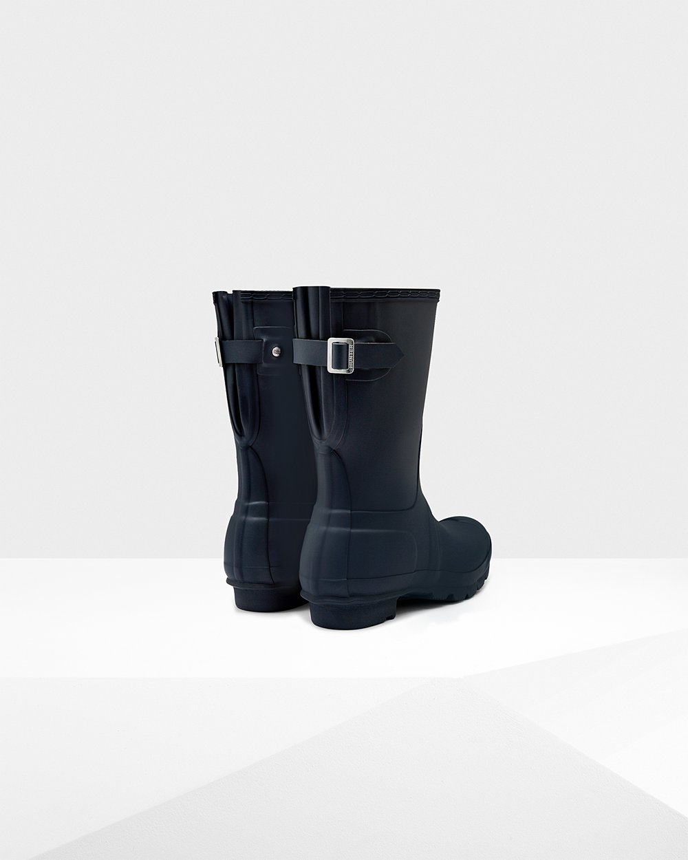 Womens Short Rain Boots - Hunter Original Back Adjustable (30KCLNAGB) - Navy